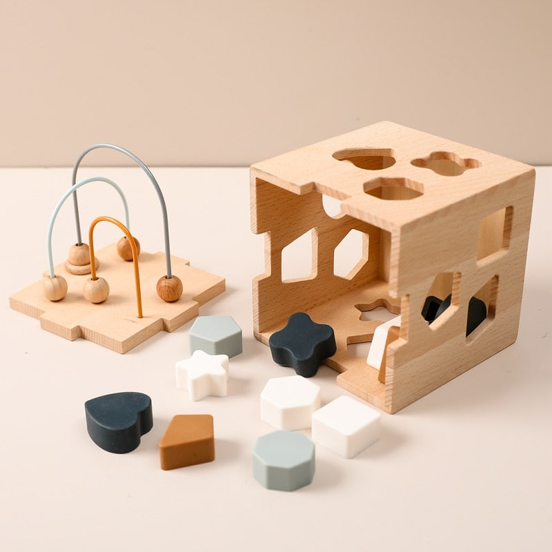 Montessori Puzzle Education Stacking Toy Wooden Box