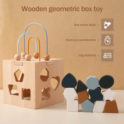 Montessori Puzzle Education Stacking Toy Wooden Box