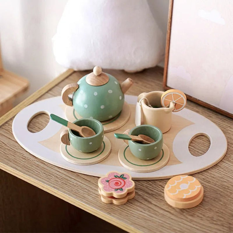 Kids wooden tea set hotsell