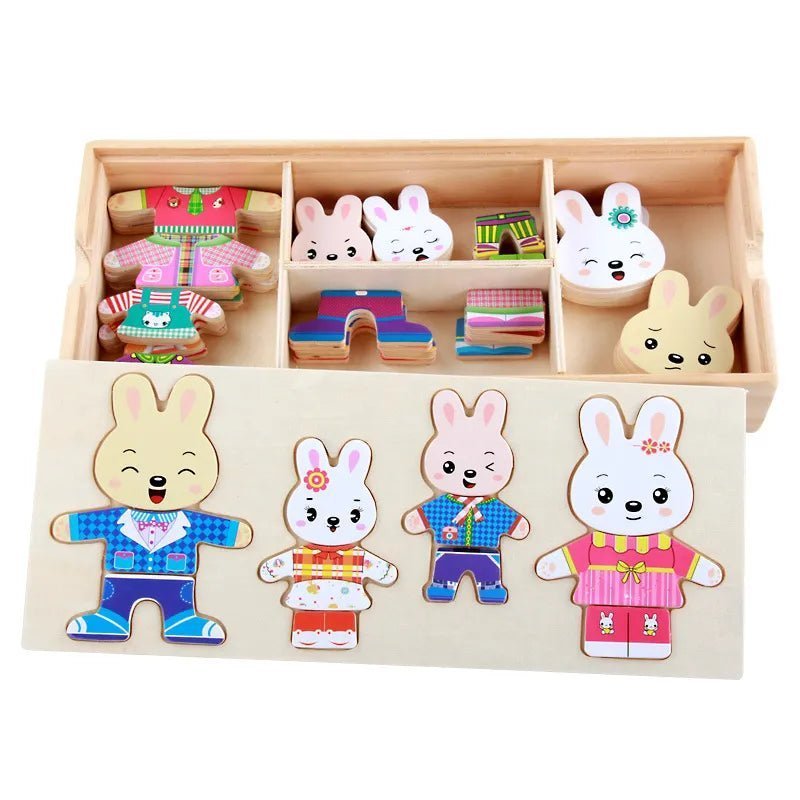 Montessori Dress Up Puzzles - Beige Bunny