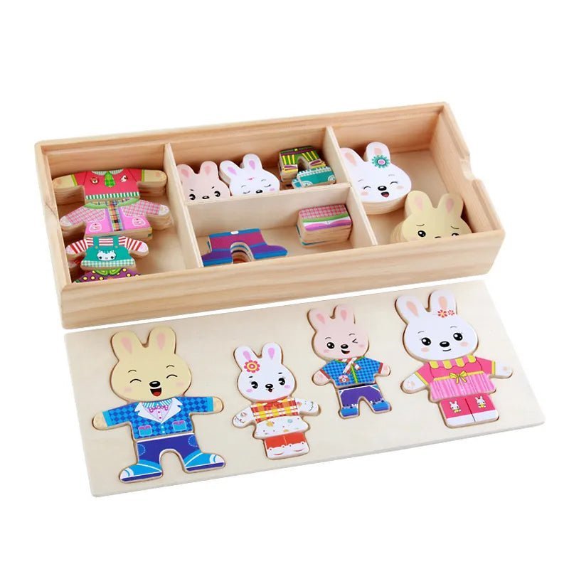 Montessori Dress Up Puzzles - Beige Bunny