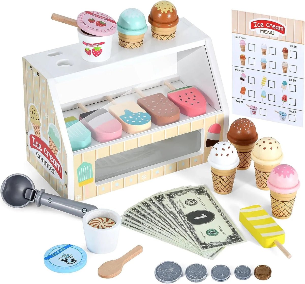 Montessori Ice Cream Pretend Set - Beige Bunny