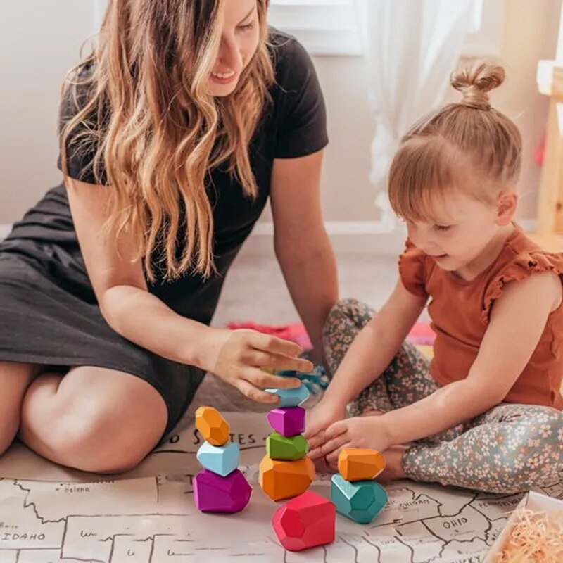 Montessori Stones Building Blocks Set - Beige Bunny