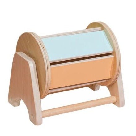 Montessori Spinning Drum Kids Sensory Toy - Beige Bunny